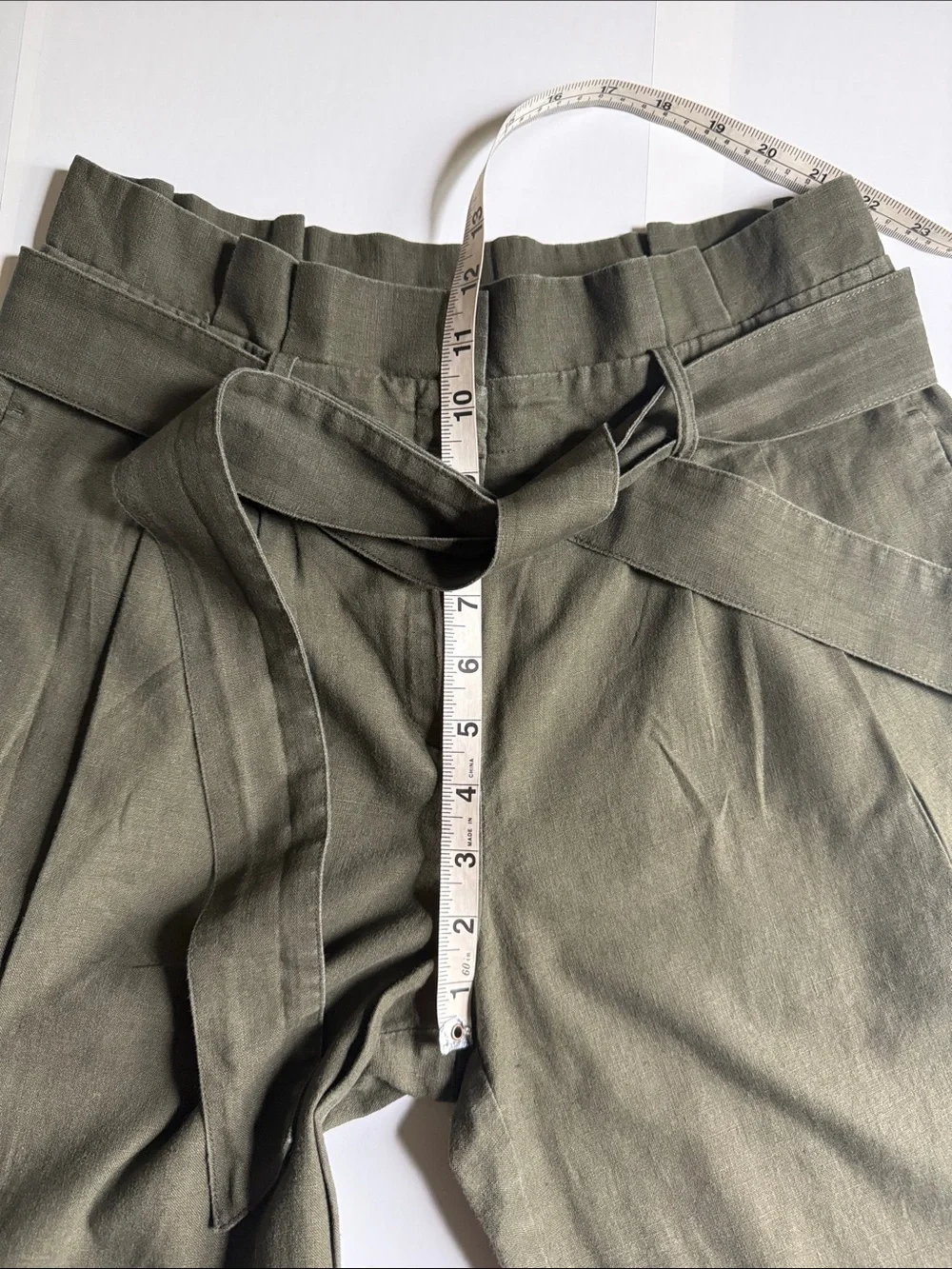 Boden Olive Paperbag Waist Chinos with Self-Tie Belt Size 4